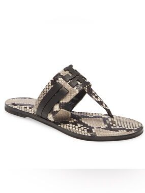 Tory Burch Women’s Thong Leather Leigh Snake Print Sandal 7.5